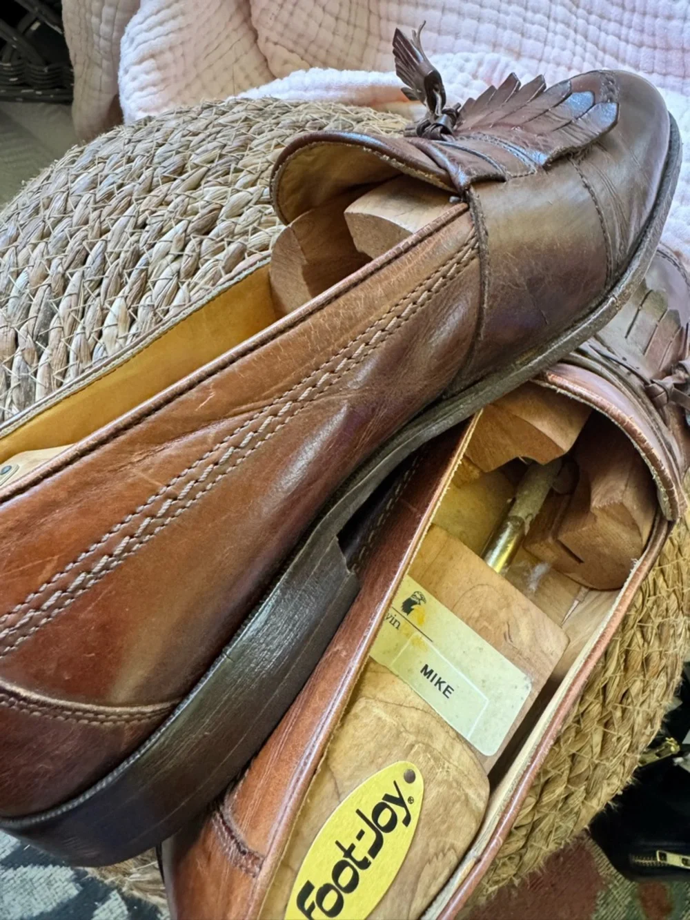 Amazing vintage FootJoy Brown Leather Tassel Kiltie Loafers - Men's Italian - Picture 2 of 9